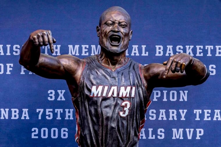 The Dwyane Wade statue outside the Miami Heat's arena
